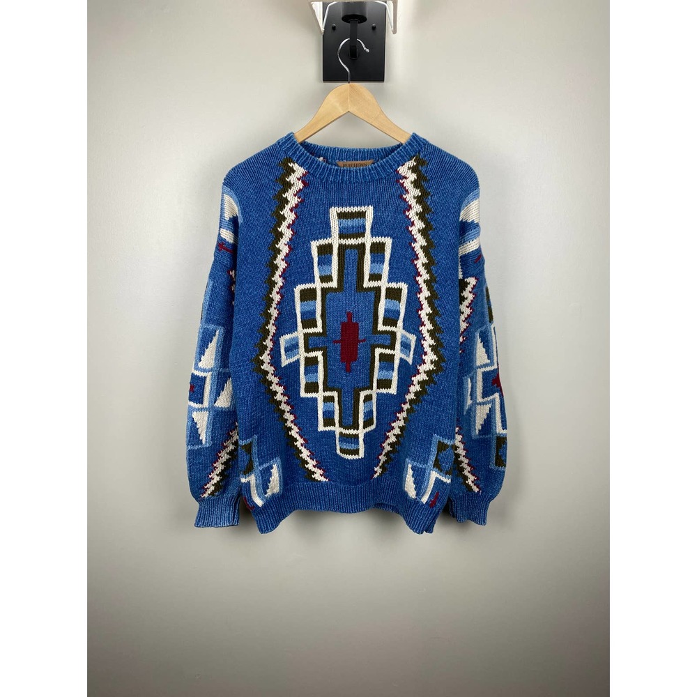 Ruff Hewn Vintage Knit Sweater Crewneck Tribal Blanket Pattern - L - Picture 3 of 15